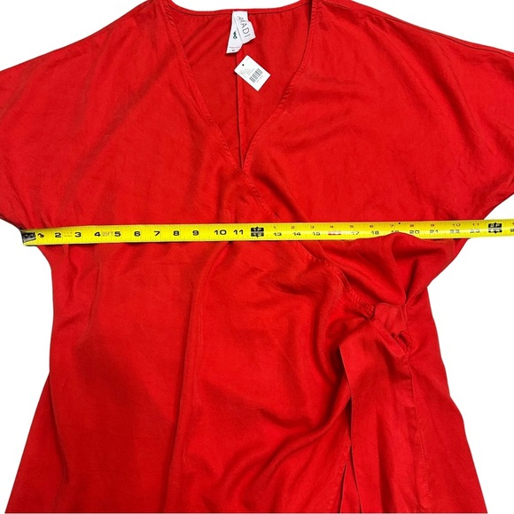 Anthropologie Amadi Miena Mini Red Wrap V-Neck Dress SZ X- Large Casual NWT READ - Picture 9 of 12